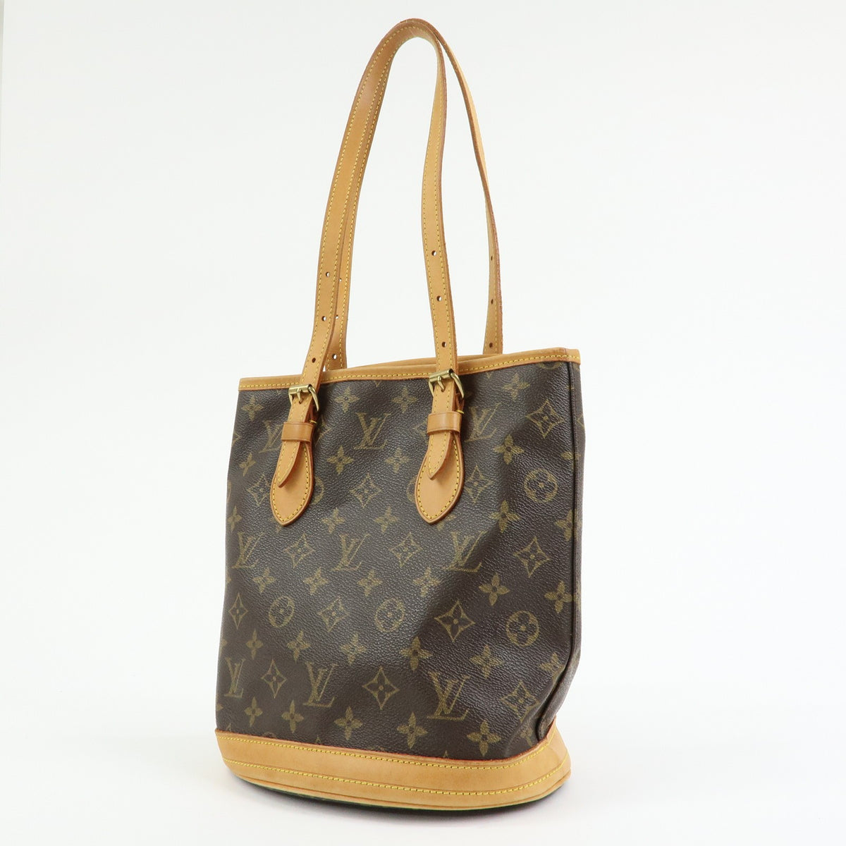 Louis Vuitton Petit Bucket Monogram Canvas Brown Canvas Handbag (Pre-Owned)
