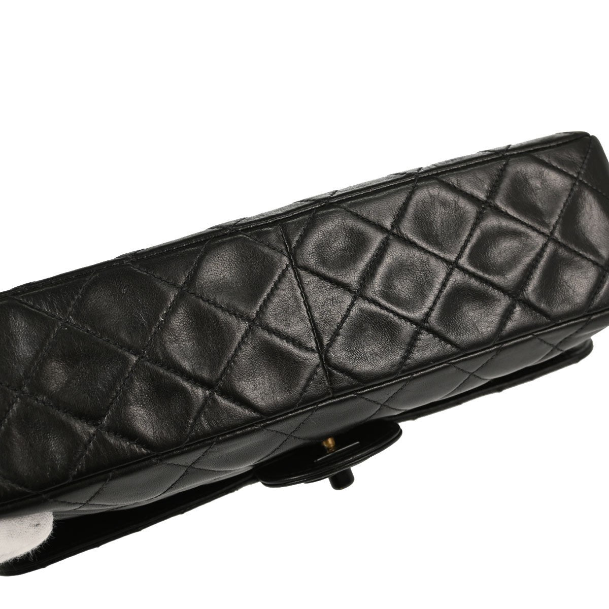Chanel So Black Classic Single Flap Quilted Lambskin Black Leather Handbag (Pre-Owned)
