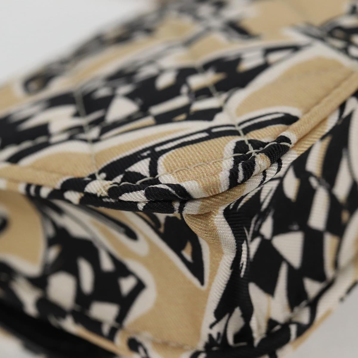 Chanel Flap Card Holder On Chain Quilted Printed Canvas Beige Nylon Shoulder Bag Bag (Pre-Owned)