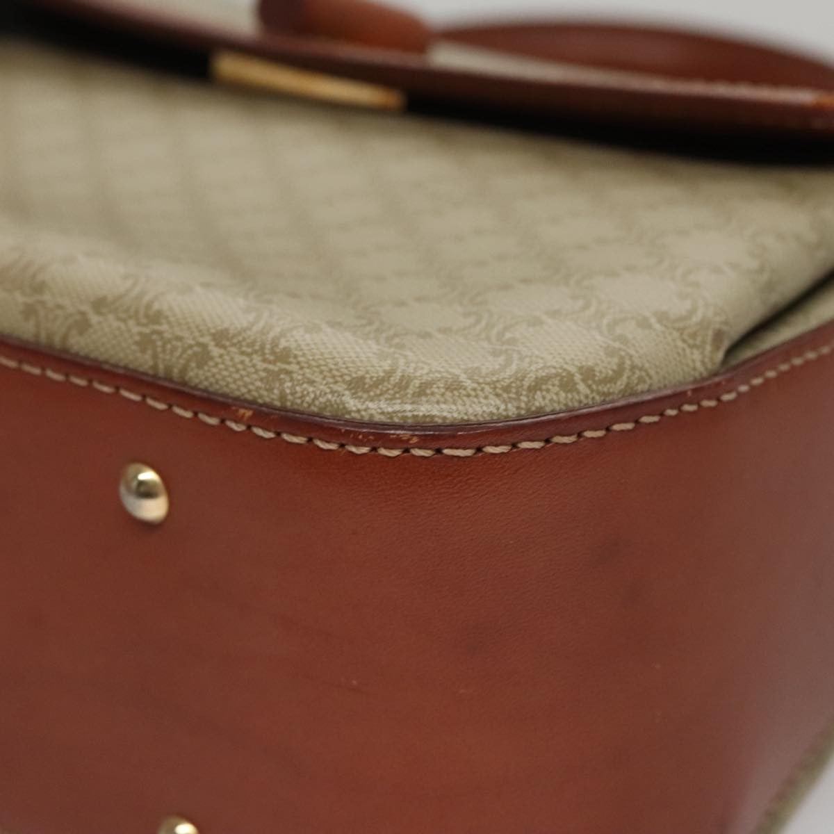 Celine Vintage Convertible Top Handle Macadam Coated Canvas Beige Canvas Handbag (Pre-Owned)