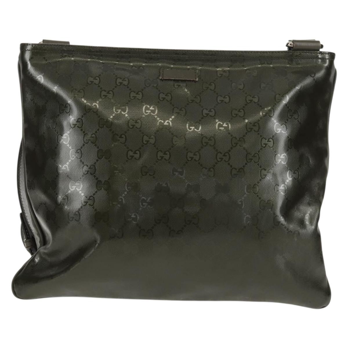 Gucci Zip Top Messenger Gg Imprime Khaki Canvas Shoulder Bag Bag (Pre-Owned)