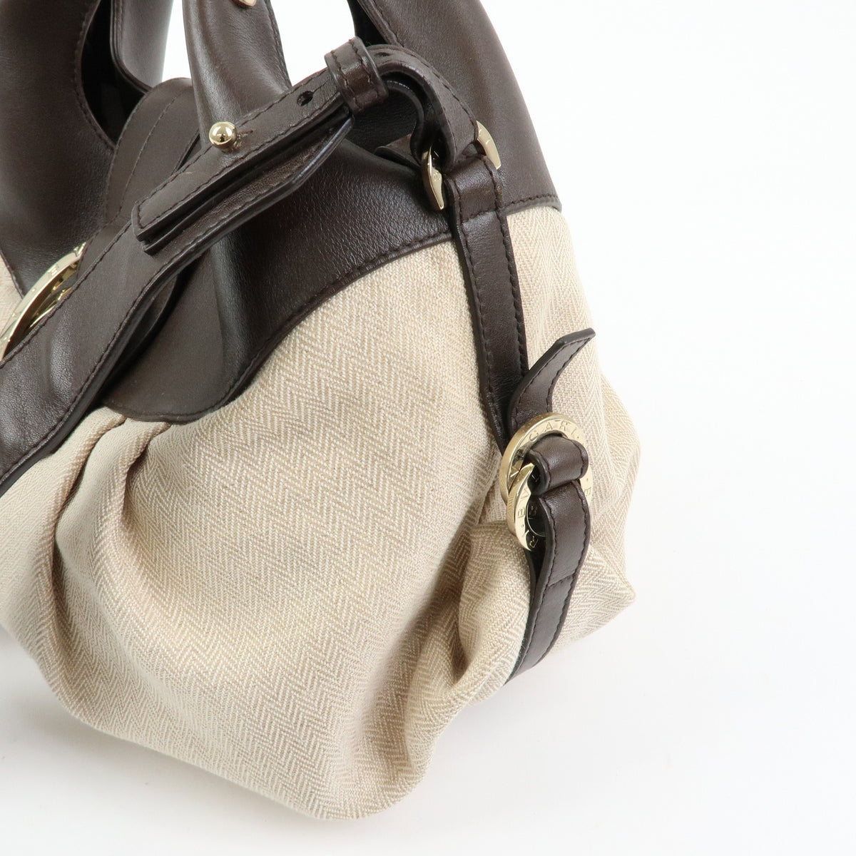 Bvlgari Chandra Hobo Canvas And Leather Beige Canvas Shoulder Bag Bag (Pre-Owned)