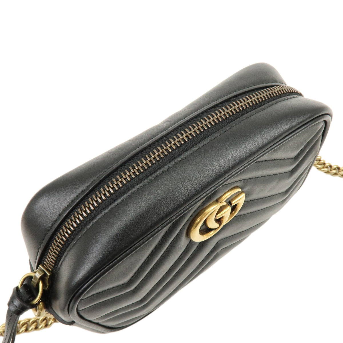 Gucci Gg Marmont Matelasse Leather Black Leather Shoulder Bag Bag (Pre-Owned)