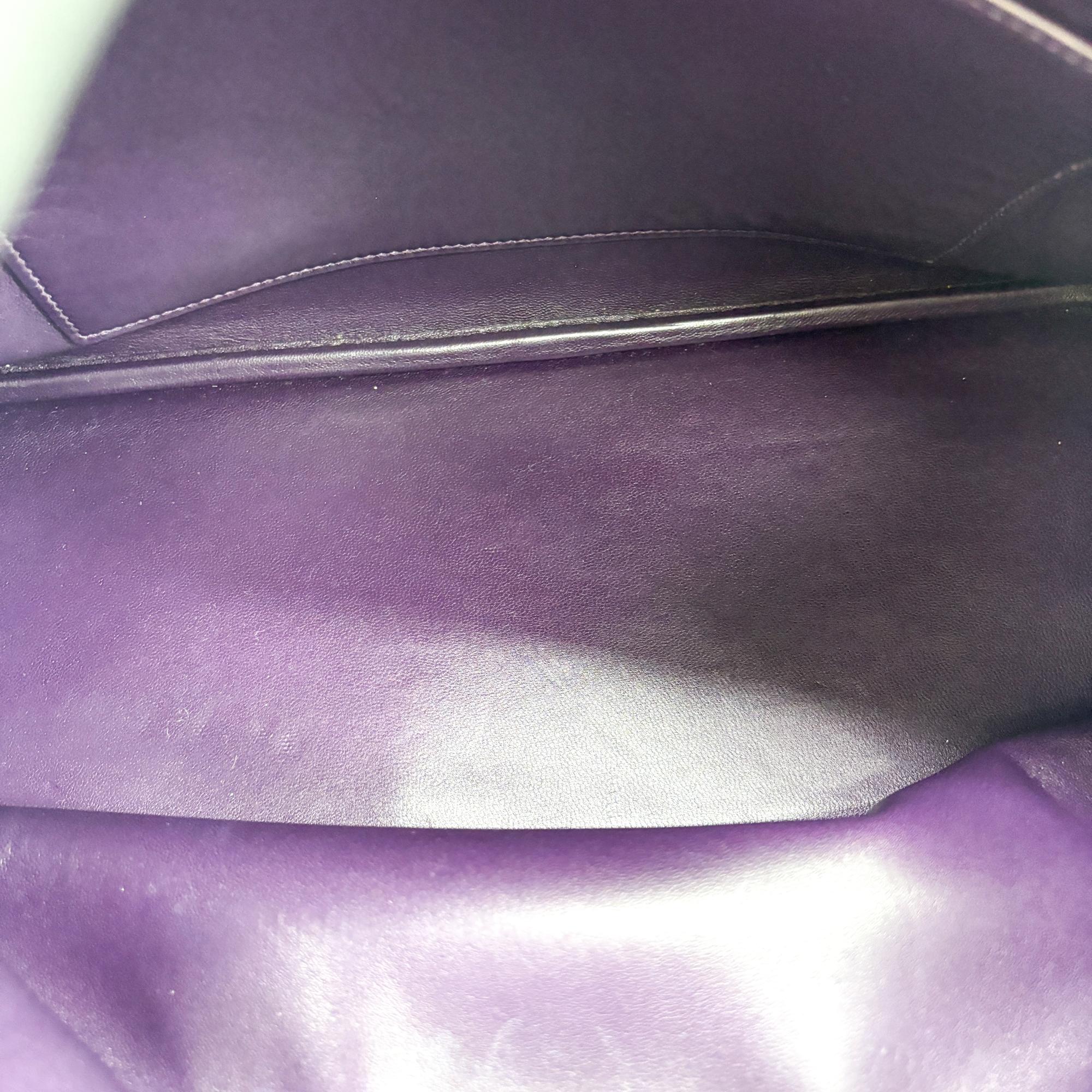Hermes Bolide Clemence Purple Leather Handbag (Pre-Owned)