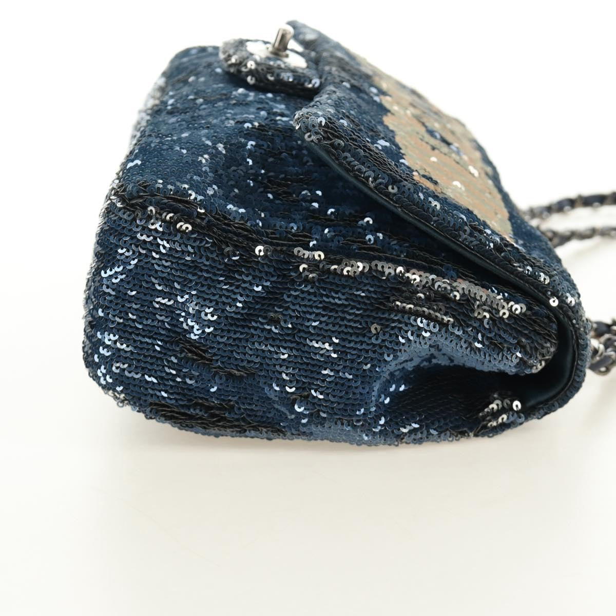 Chanel Coco Cuba Flap Sequins Blue Canvas Shoulder Bag Bag (Pre-Owned)