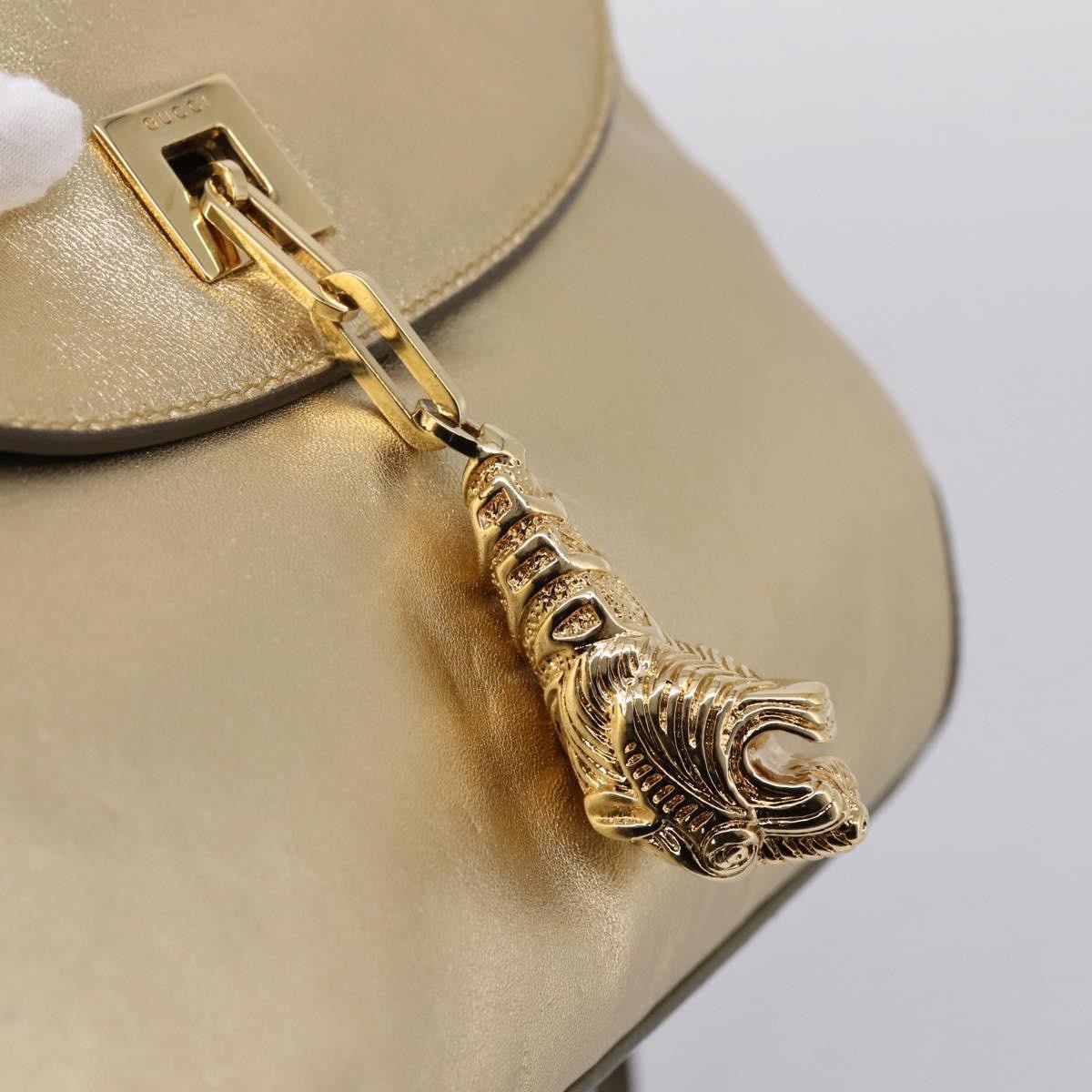 Gucci Tiger Charm Leather Gold Leather Shoulder Bag Bag (Pre-Owned)