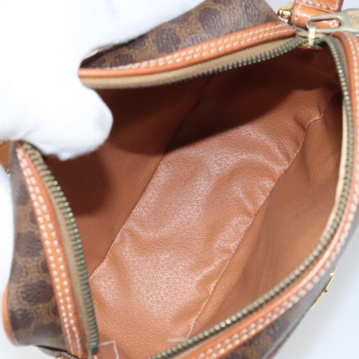Celine Vintage Macadam Canvas And Leather Brown Canvas Shoulder Bag Bag (Pre-Owned)