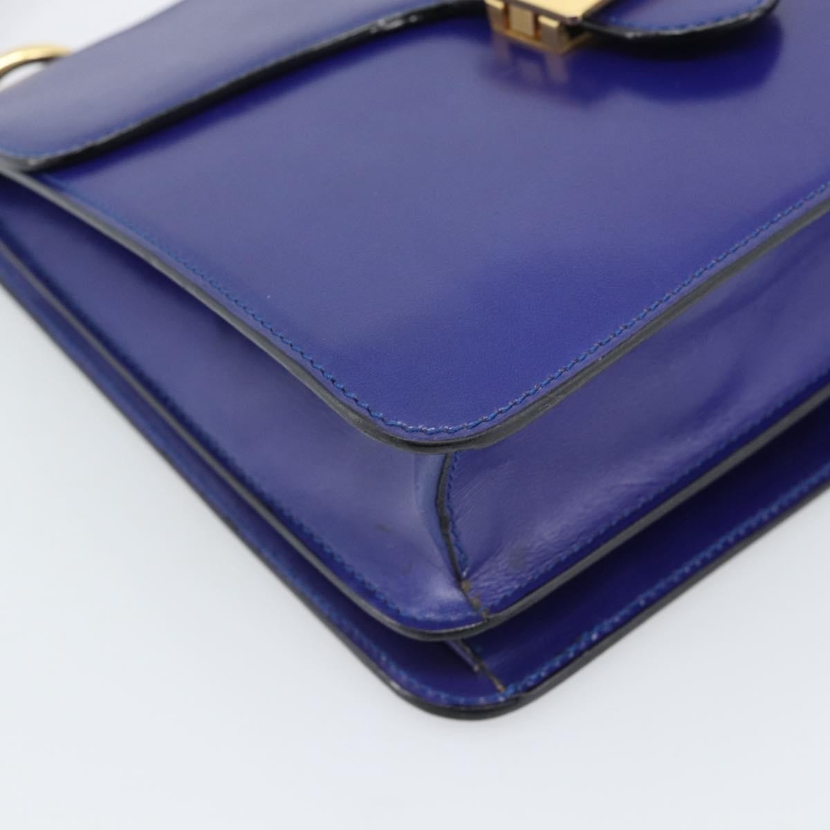 Celine Vintage Carriage Top Handle Leather Blue Leather Handbag (Pre-Owned)