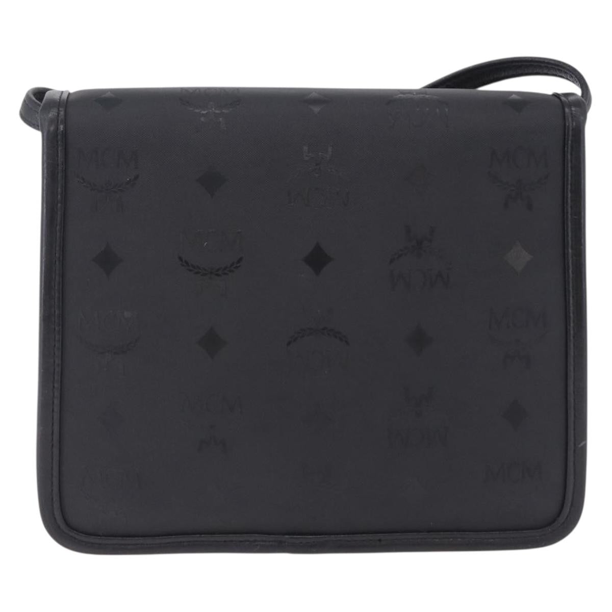 MCM Visetos Leather Black Leather Clutche & Pouche Bag (Pre-Owned)