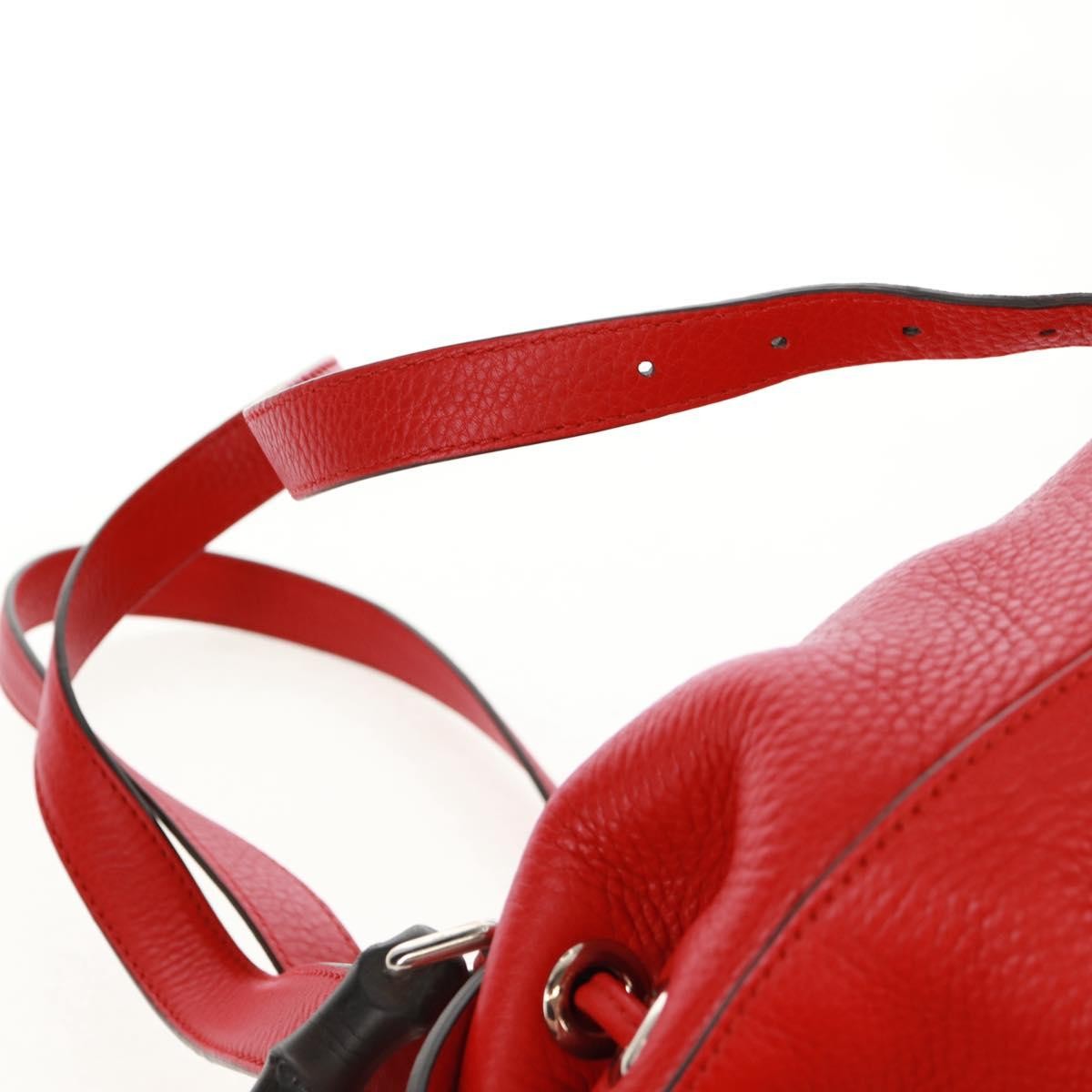 Gucci Bamboo Tassel Leather Red Leather Backpack Bag (Pre-Owned)
