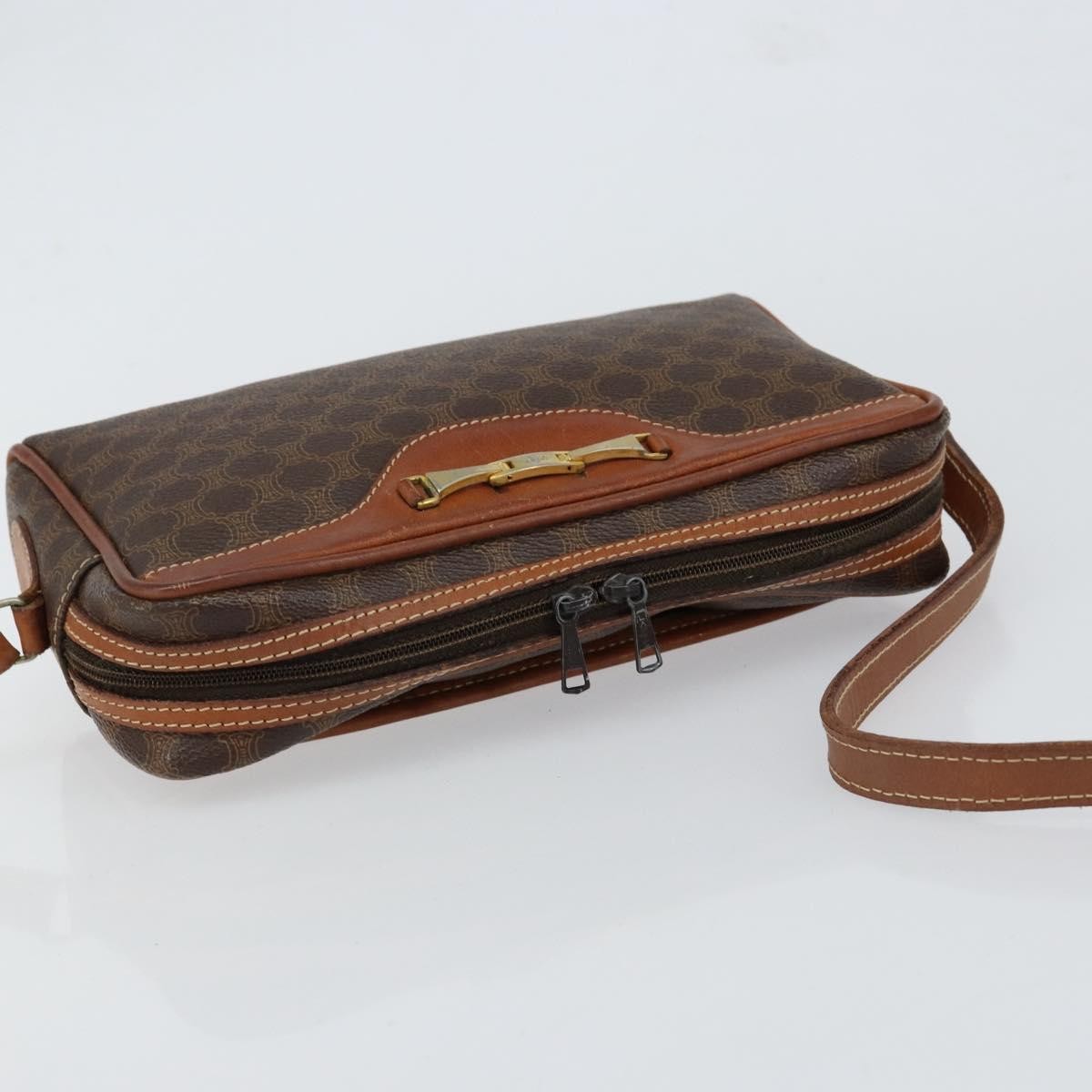 Celine Vintage Macadam Canvas And Leather Brown Canvas Shoulder Bag Bag (Pre-Owned)