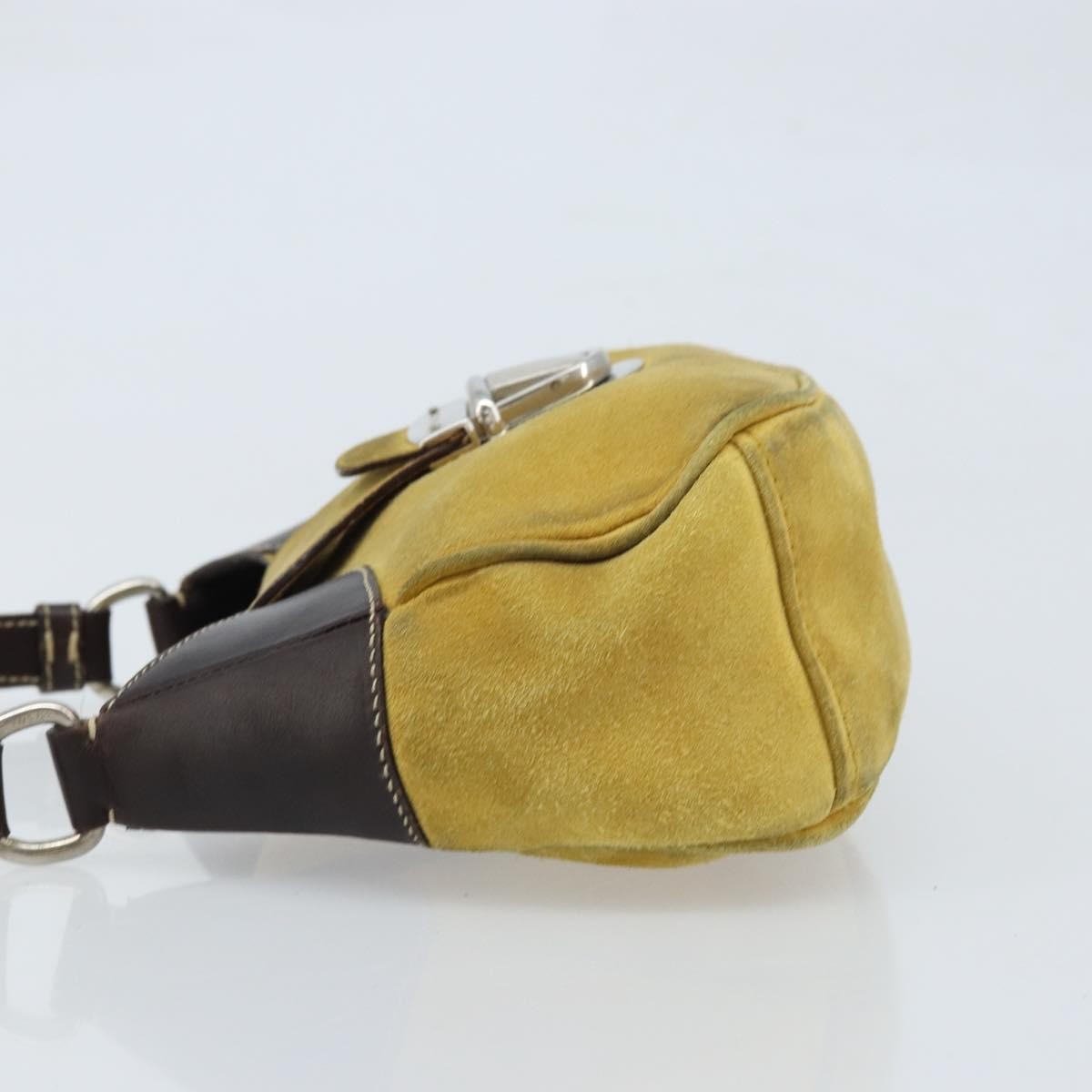 Prada Push Lock Flap Satchel Suede Yellow Suede Shoulder Bag Bag (Pre-Owned)