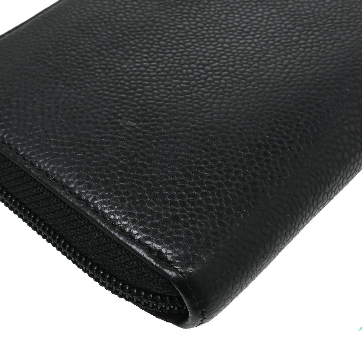 Chanel Portefeuille Long Cc Logo Caviar Skin Black Leather Wallets Accessory (Pre-Owned)