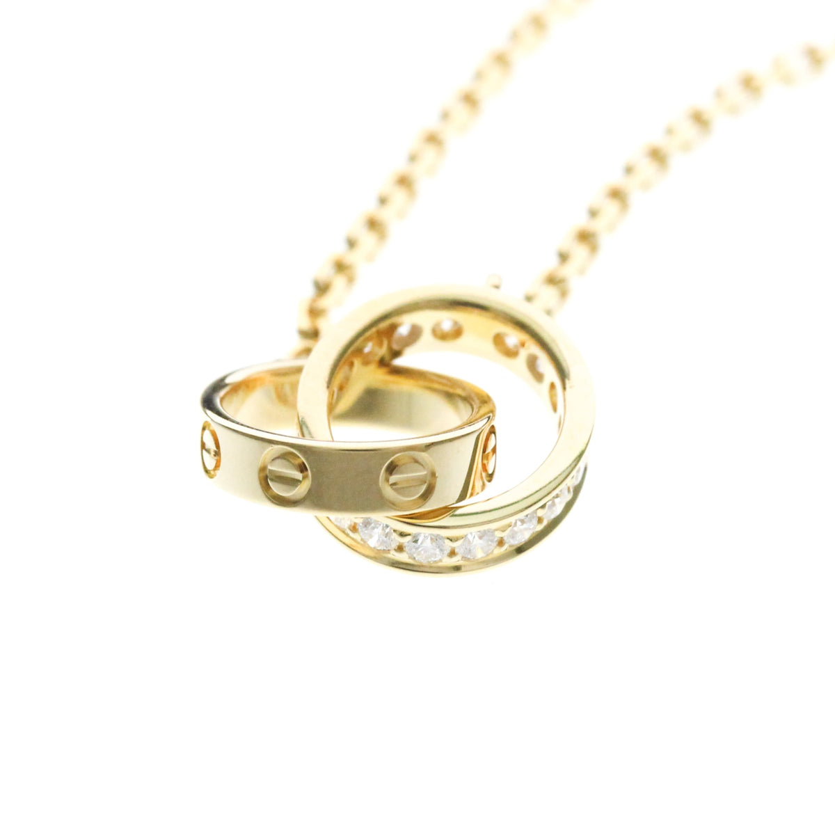 Cartier Love Interlocking 18K Rose Gold With Diamonds Gold Gold Necklace Jewelry (Pre-Owned)