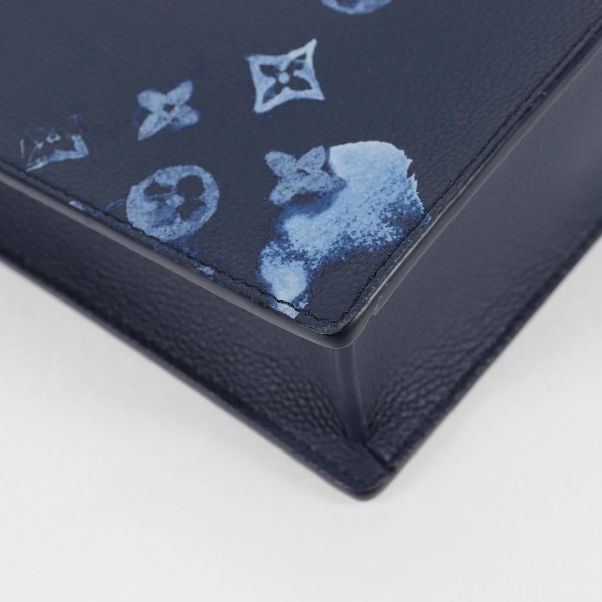 Louis Vuitton Sac Plat Zipped Limited Edition Monogram Ink Watercolor Leather Blue Canvas Handbag (Pre-Owned)