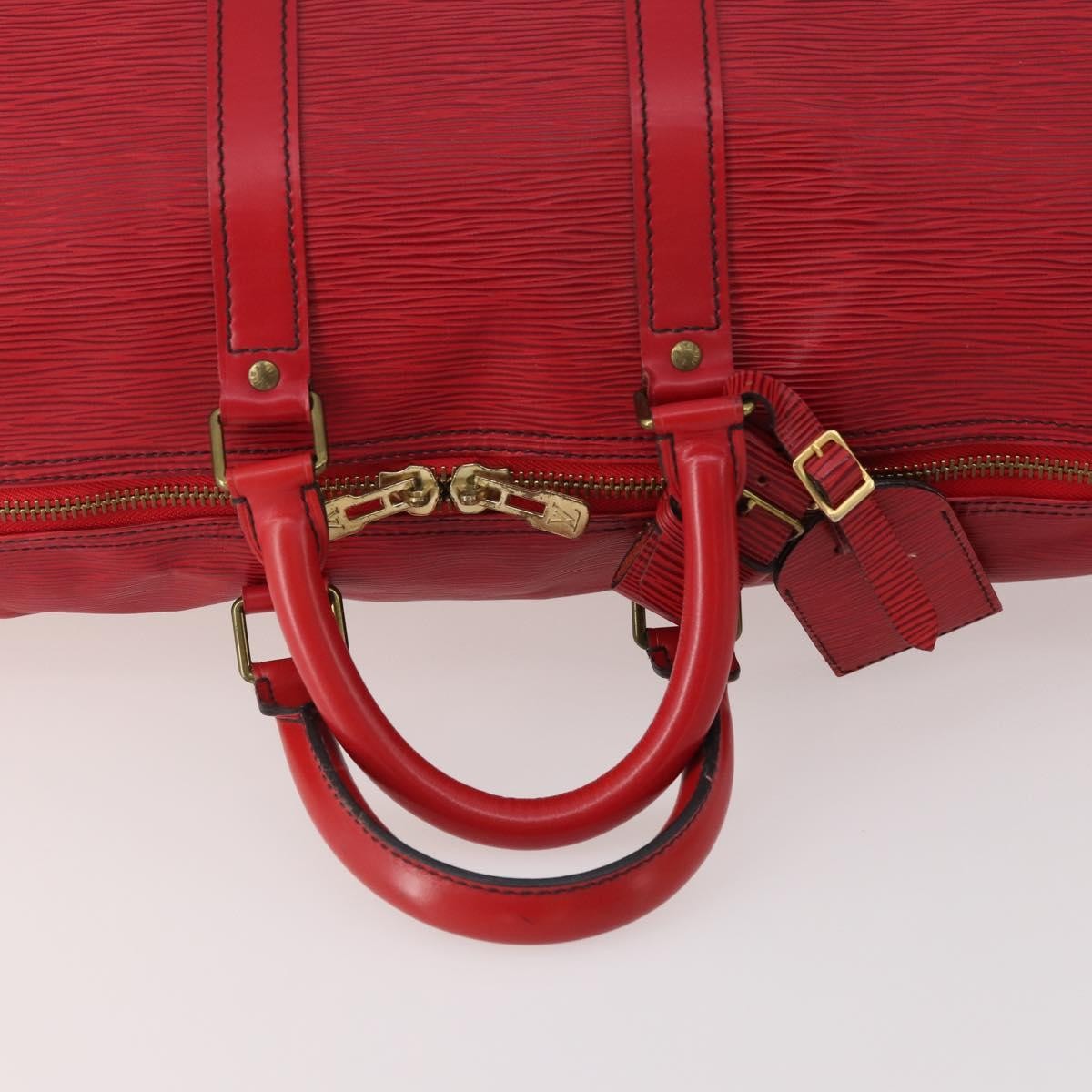 Louis Vuitton Keepall Epi Leather Red Leather Travel Bag Bag (Pre-Owned)