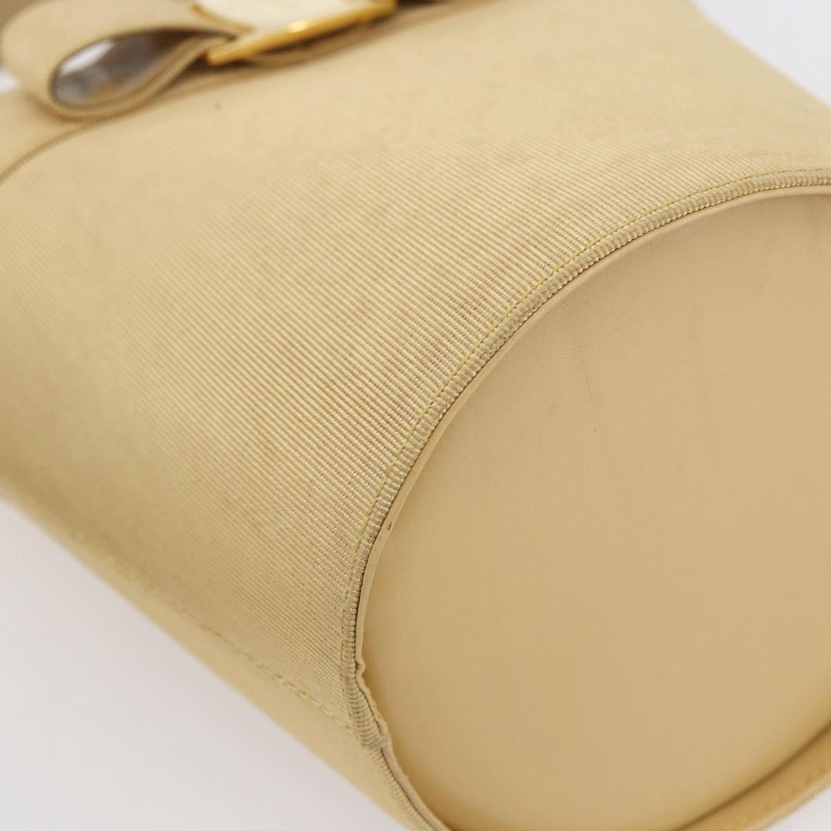Salvatore Ferragamo Vala Canvas Yellow Canvas Handbag (Pre-Owned)