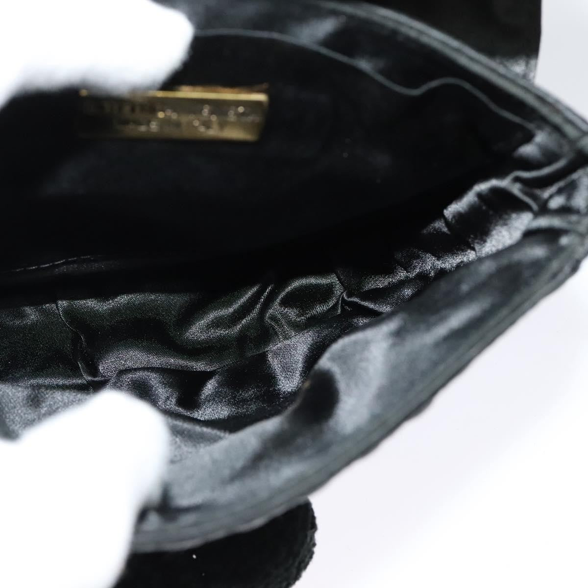 Bottega Veneta Intrecciato Clutch Calfskin Black Satin Shoulder Bag Bag (Pre-Owned)