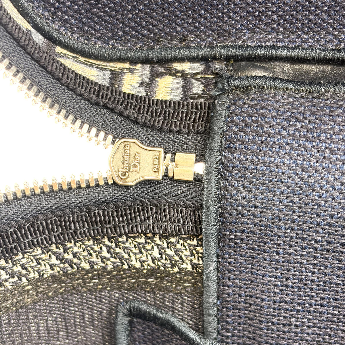 Christian Dior Diortravel Vanity Case Oblique Canvas Navy Canvas Handbag (Pre-Owned)