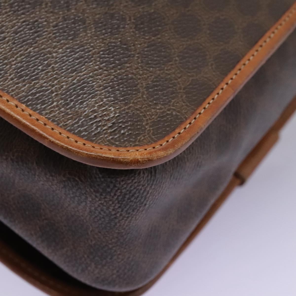 Celine Vintage Macadam Canvas And Leather Brown Canvas Shoulder Bag Bag (Pre-Owned)