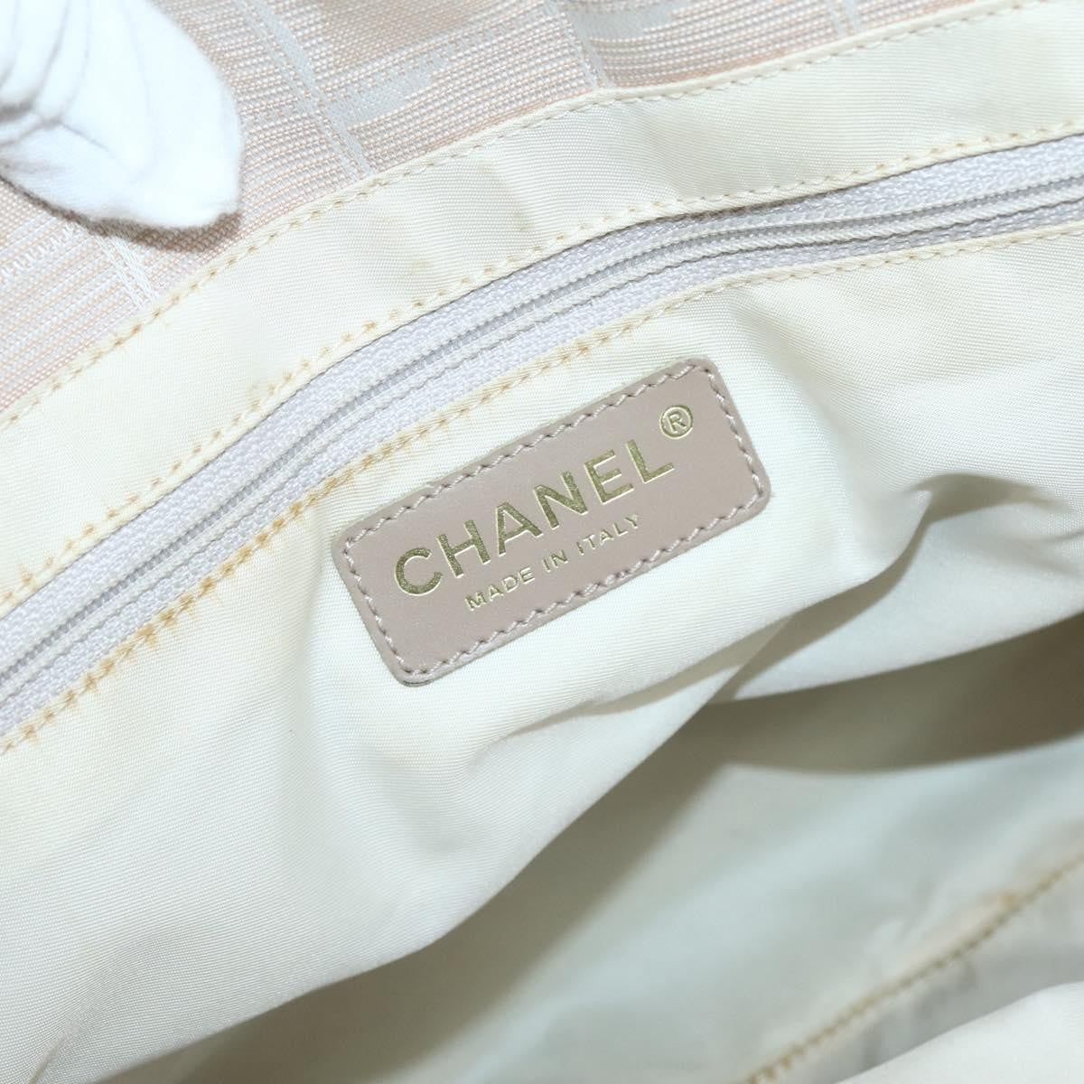 Chanel Travel Line Tote Nylon Beige Nylon Bag (Pre-Owned)