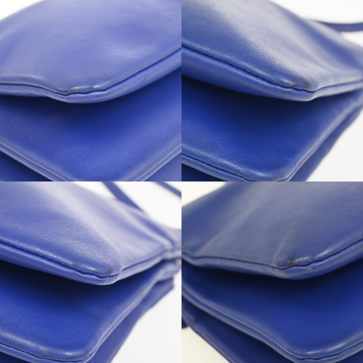 Celine Trio Leather Blue Leather Shoulder Bag Bag (Pre-Owned)