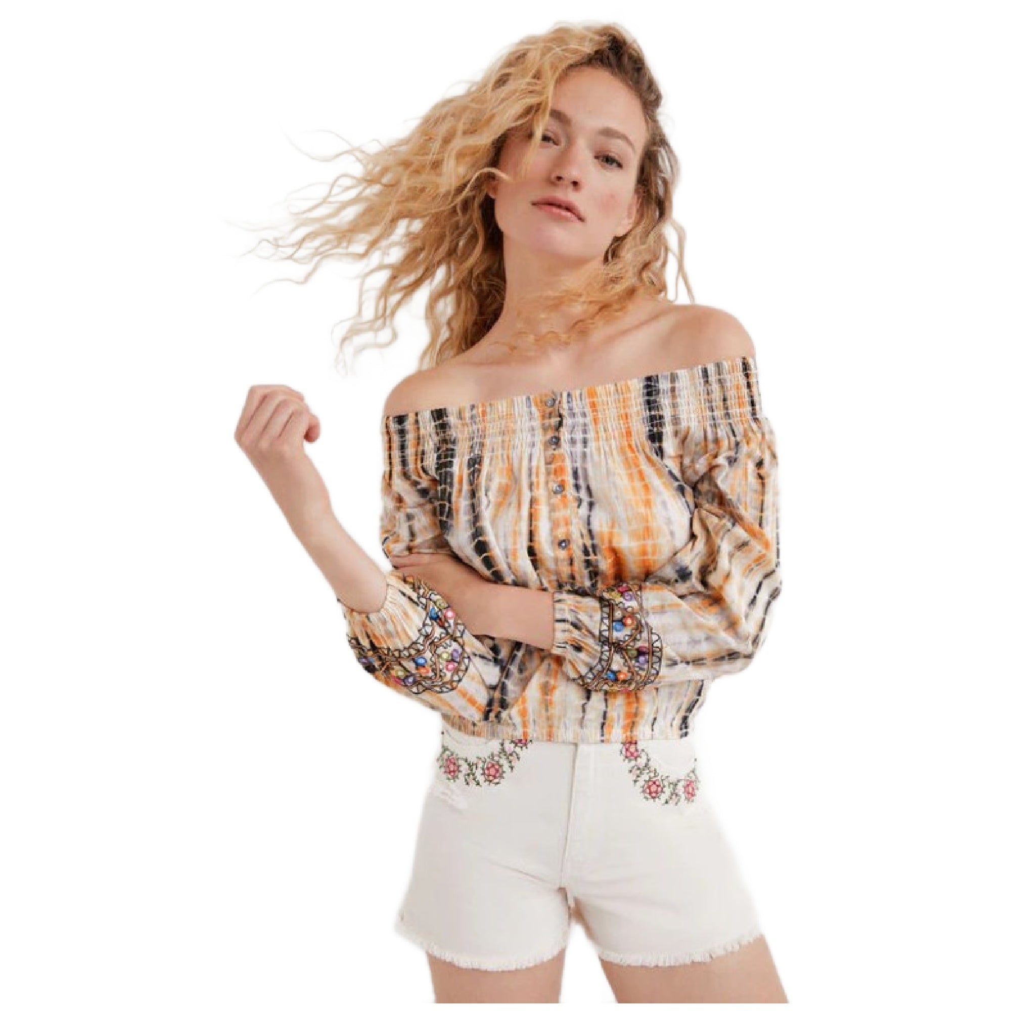 Desigual Savannah Vibrant Printed Embroidered Blouse