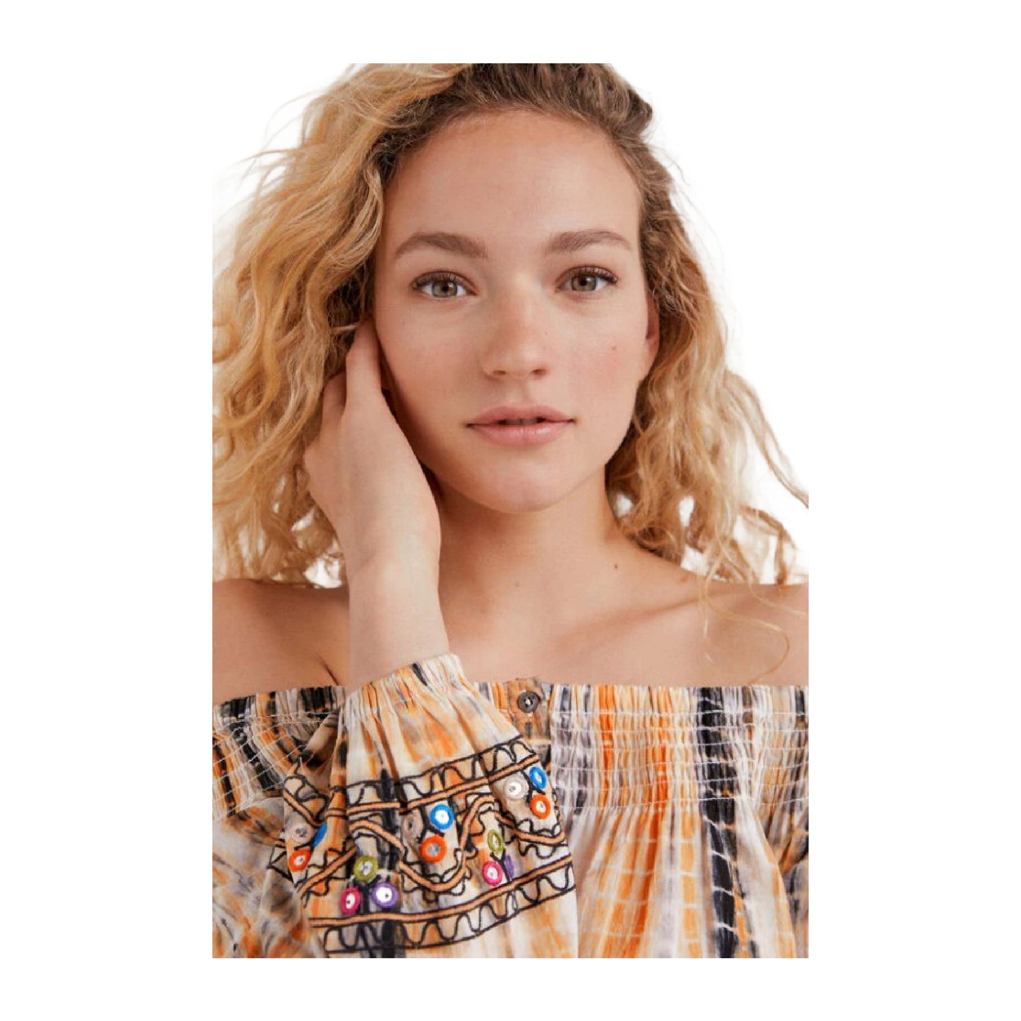 Desigual Savannah Vibrant Printed Embroidered Blouse