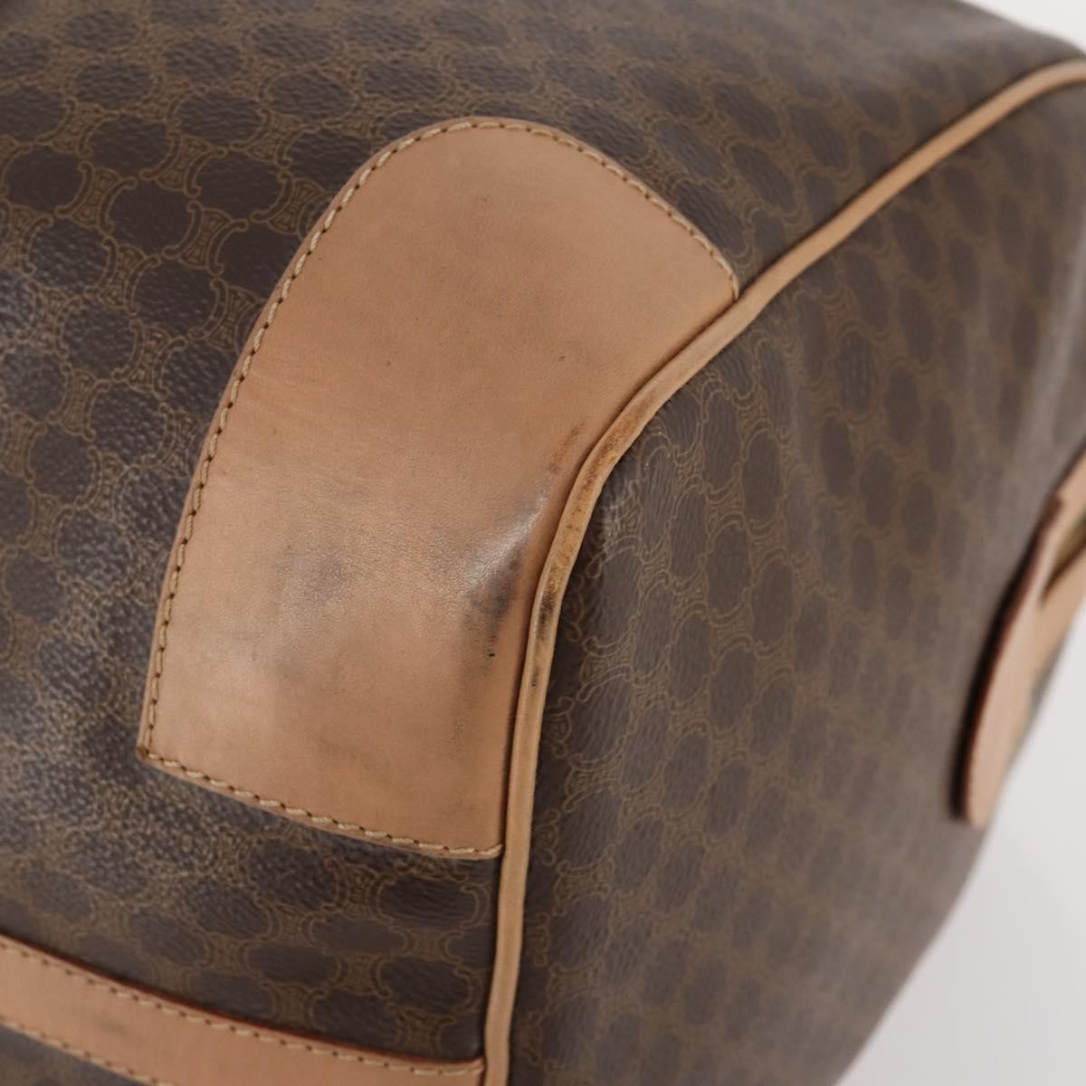 Celine Vintage Duffle Canvas And Leather Brown Canvas Travel Bag Bag (Pre-Owned)