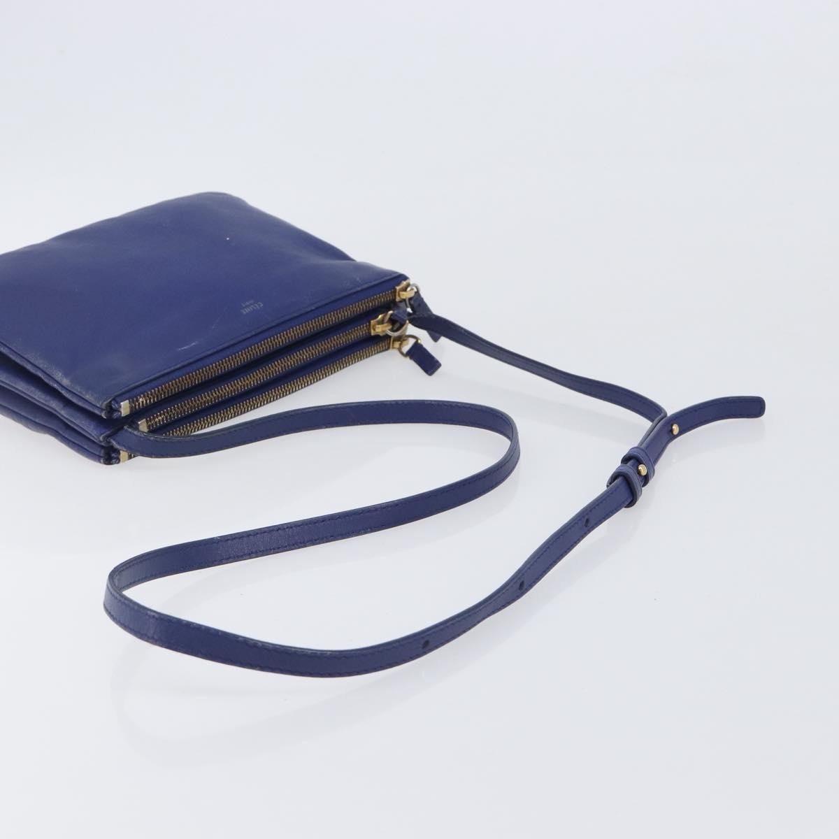 Celine Trio Leather Blue Leather Crossbody Bag Bag (Pre-Owned)