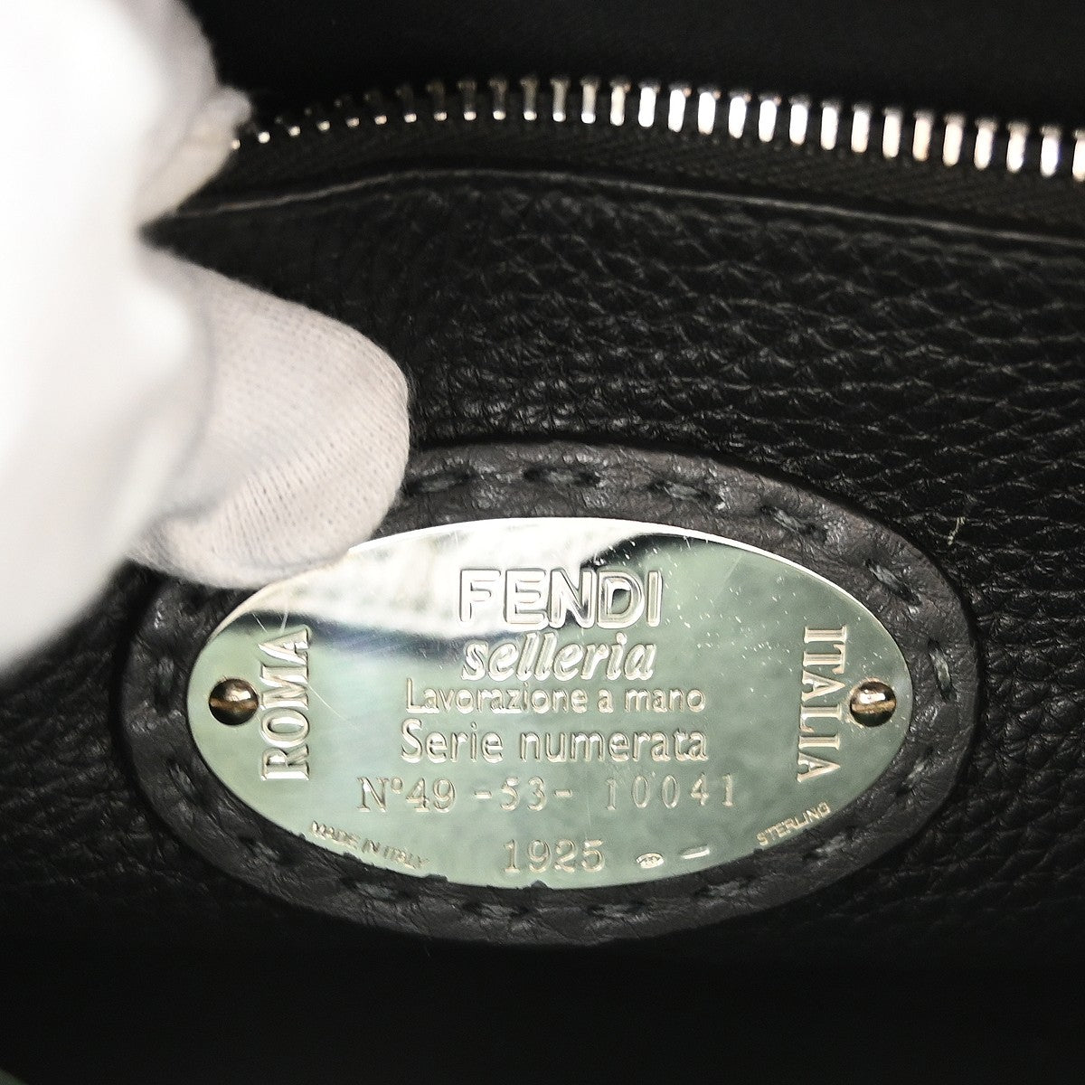 Fendi Peekaboo Fit Leather With Zucca Embossed Leather Black Leather Handbag (Pre-Owned)