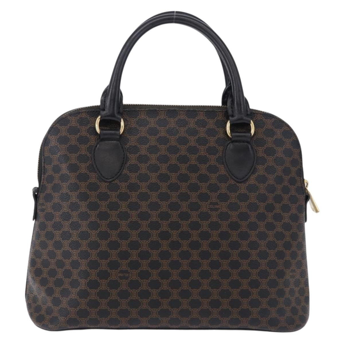 Celine Macadam Toile Triomphe Black Canvas Handbag (Pre-Owned)