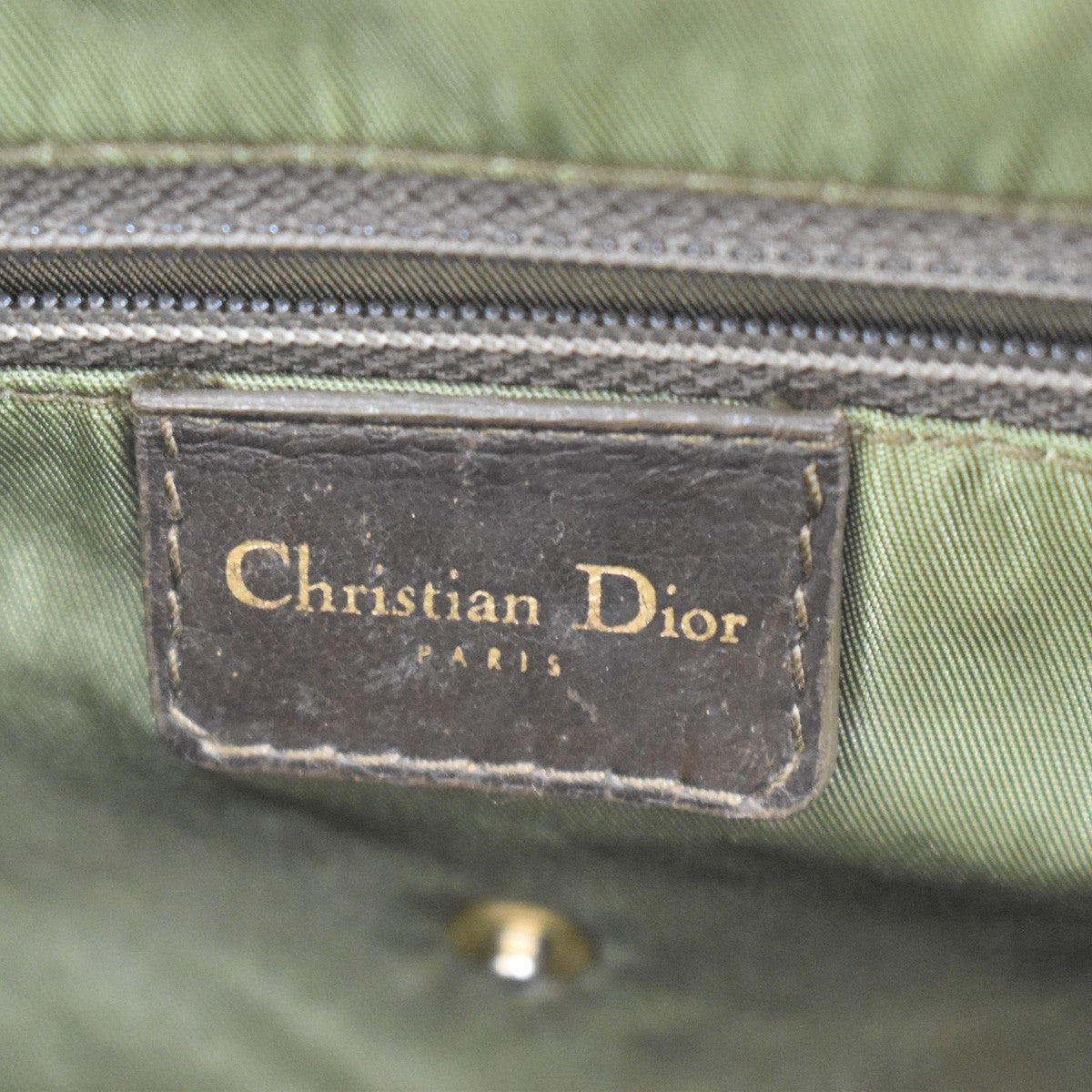 Christian Dior Vintage Saddle Bowler Camouflage Printed Pixelated Leather Khaki Canvas Handbag (Pre-Owned)