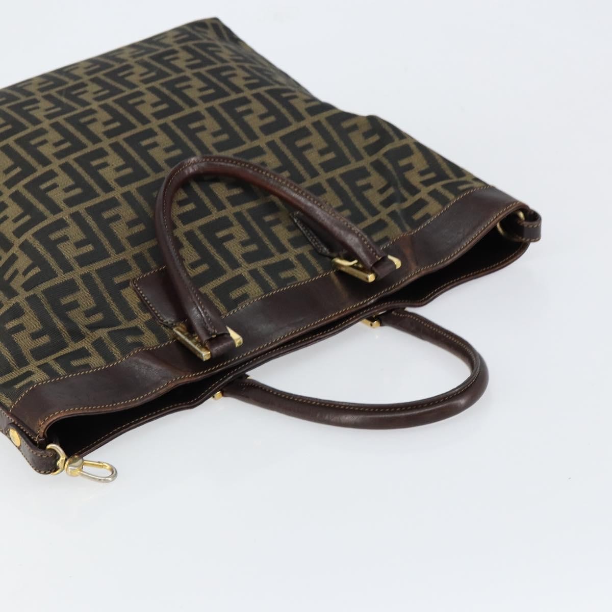 Fendi Vintage Zip Tote Zucca Canvas Brown Canvas Tote Bag Bag (Pre-Owned)