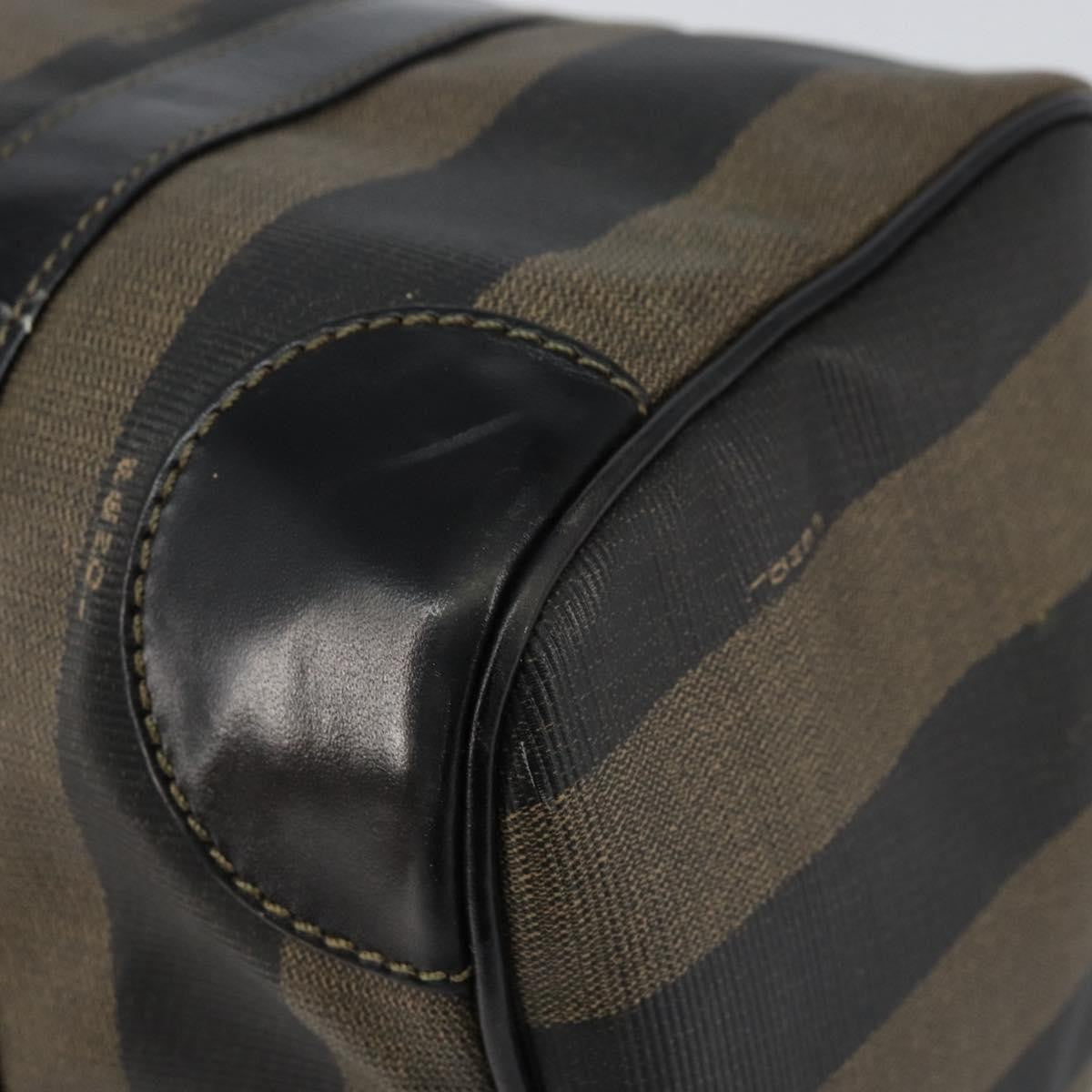 Fendi Vintage Pequin Boston Coated Canvas Brown Canvas Handbag (Pre-Owned)