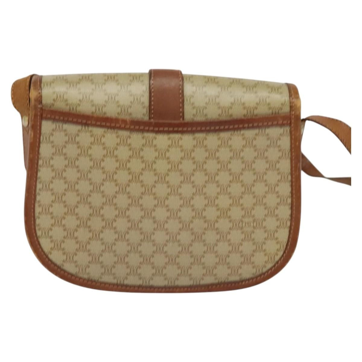 Celine Vintage Macadam Canvas And Leather Beige Canvas Shoulder Bag Bag (Pre-Owned)