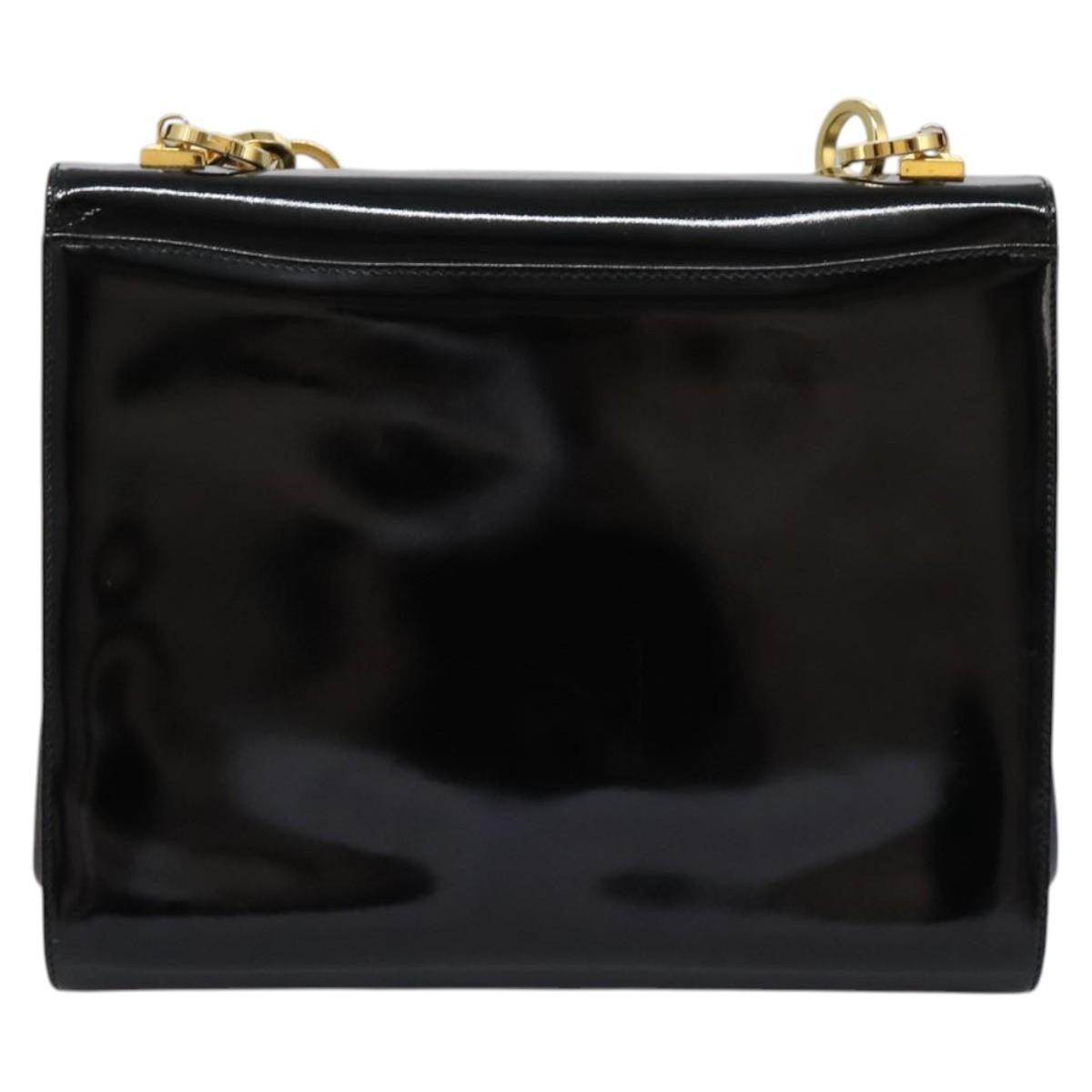 Salvatore Ferragamo Gancini Flap Patent Leather Black Patent_Leather Shoulder Bag Bag (Pre-Owned)