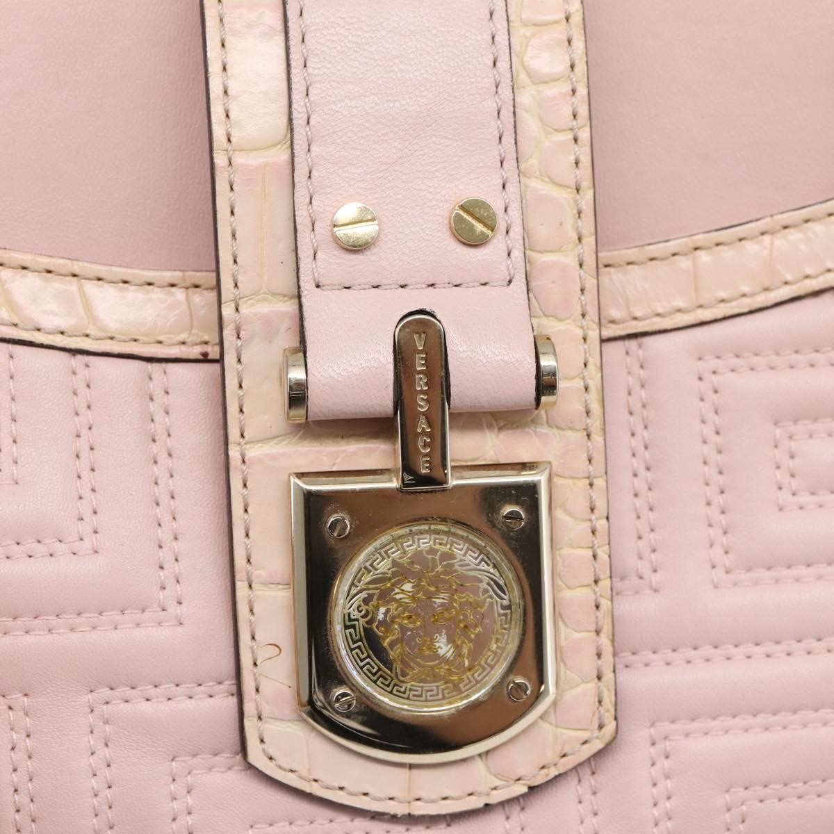 Versace Vintage Tote Leather Pink Leather Tote Bag Bag (Pre-Owned)