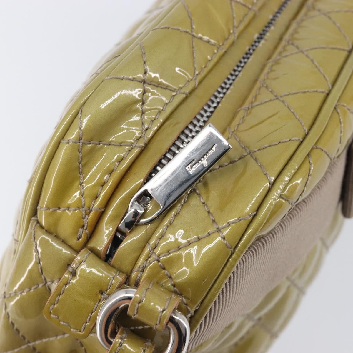 Salvatore Ferragamo Vala Patent Leather Green Patent_Leather Shoulder Bag Bag (Pre-Owned)