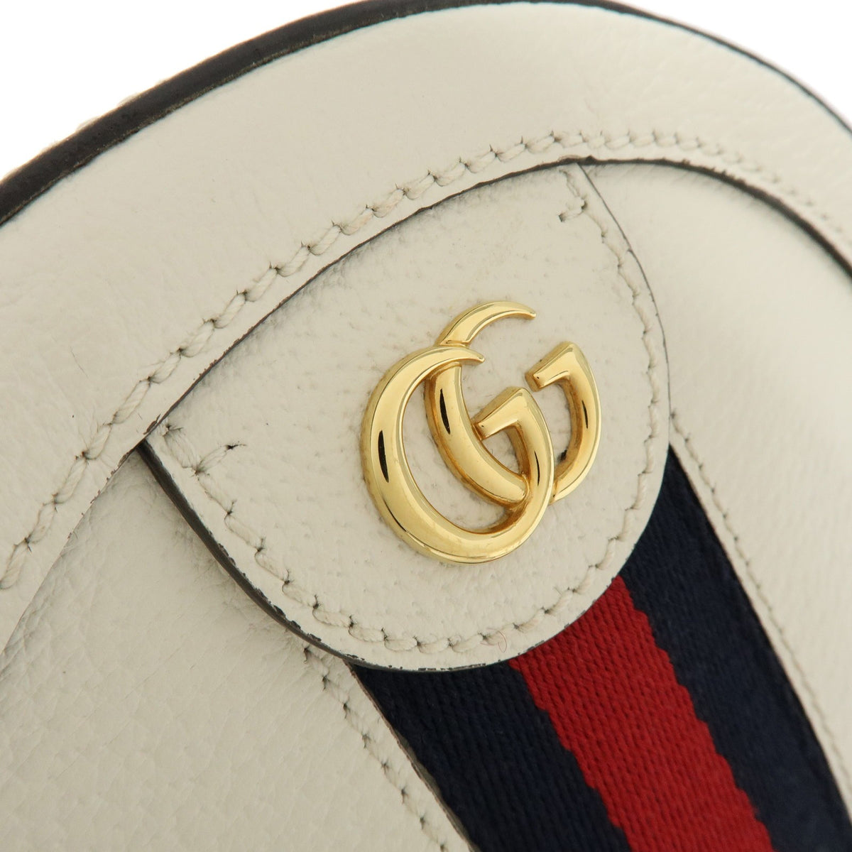 Gucci Ophidia Round Leather White Leather Shoulder Bag Bag (Pre-Owned)
