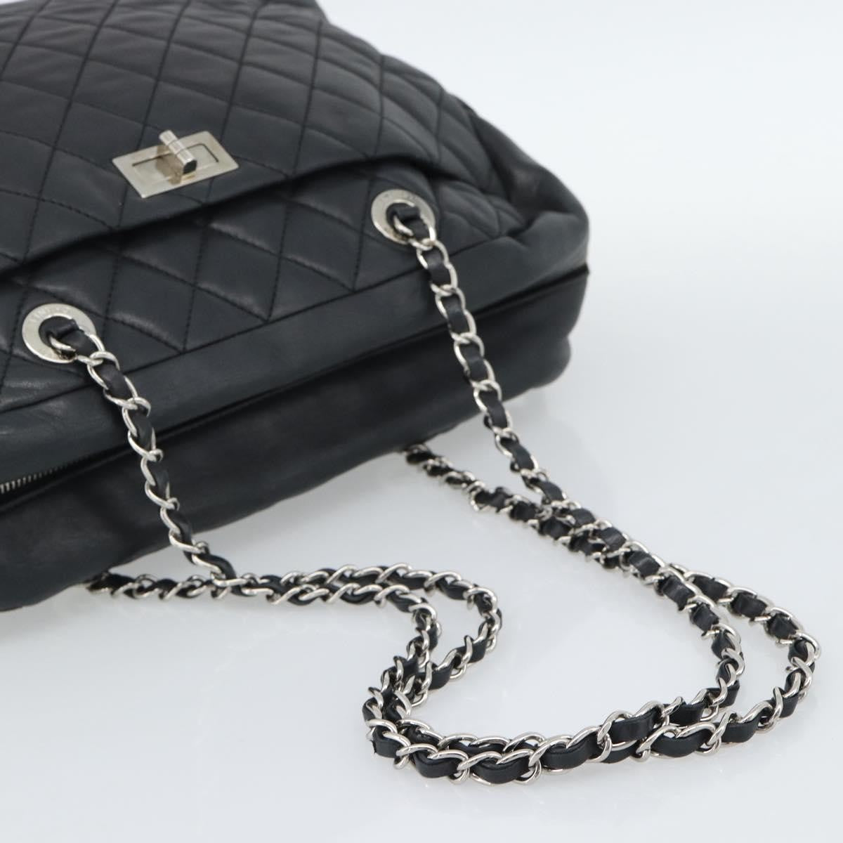 Chanel Mademoiselle Chain Quilted Lambskin Black Leather Shoulder Bag Bag (Pre-Owned)