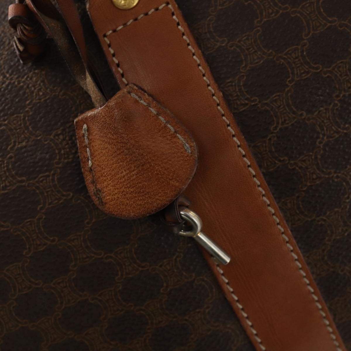 Celine Vintage Macadam Boston Canvas And Leather Brown Canvas Travel Bag Bag (Pre-Owned)