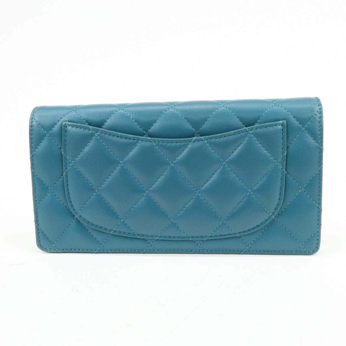 Chanel Bi-Fold Quilted Patent Blue Leather Wallets Accessory (Pre-Owned)