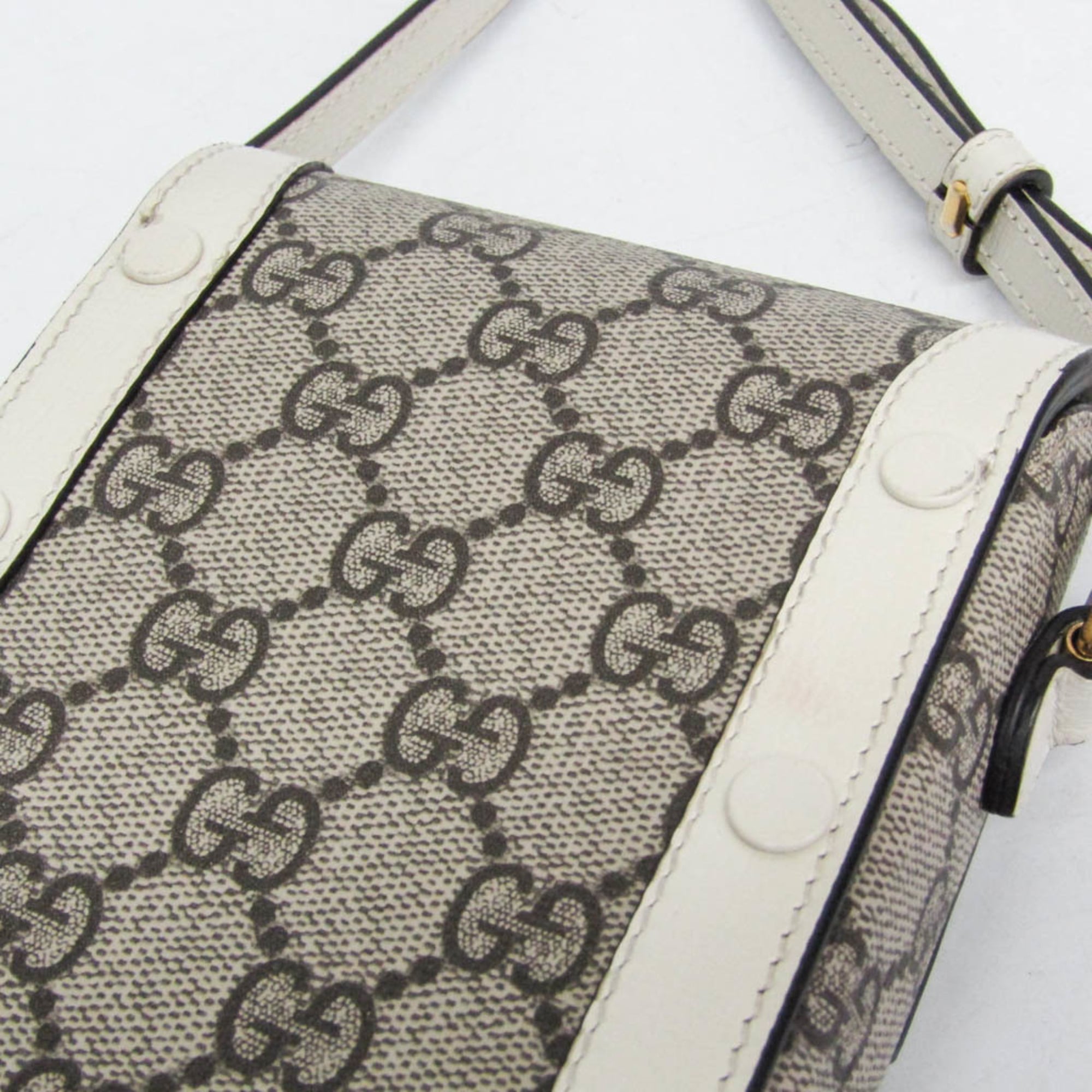 Gucci Horsebit 1955 Gg Coated Canvas With Leather Beige Canvas Crossbody Bag Bag (Pre-Owned)