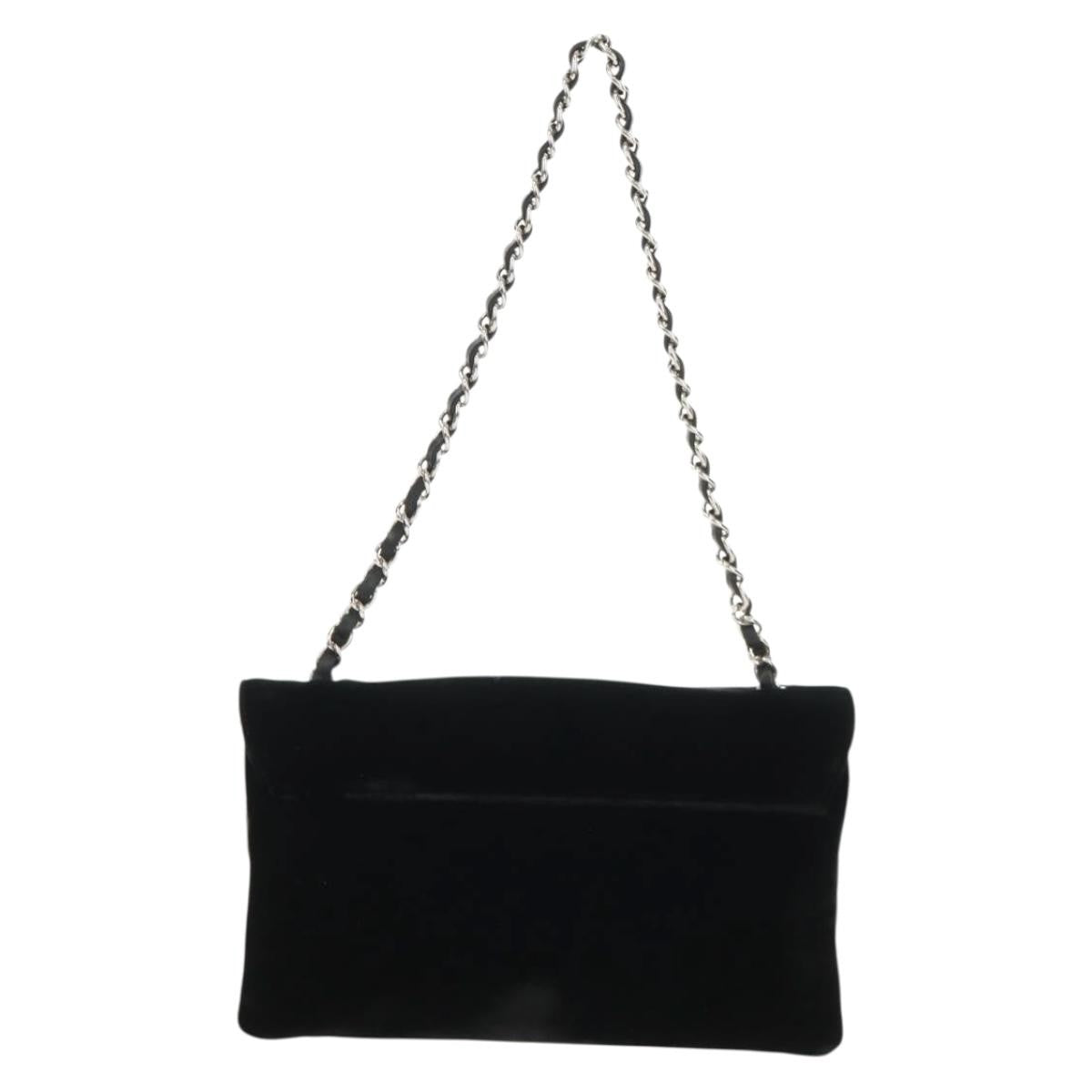 Chanel Camellia No.5 Chain Flap Velvet Black Velvet Shoulder Bag Bag (Pre-Owned)