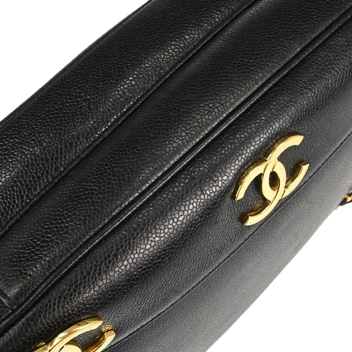 Chanel Triple Cc Chain Shoulder Caviar Leather Black Leather Shoulder Bag Bag (Pre-Owned)