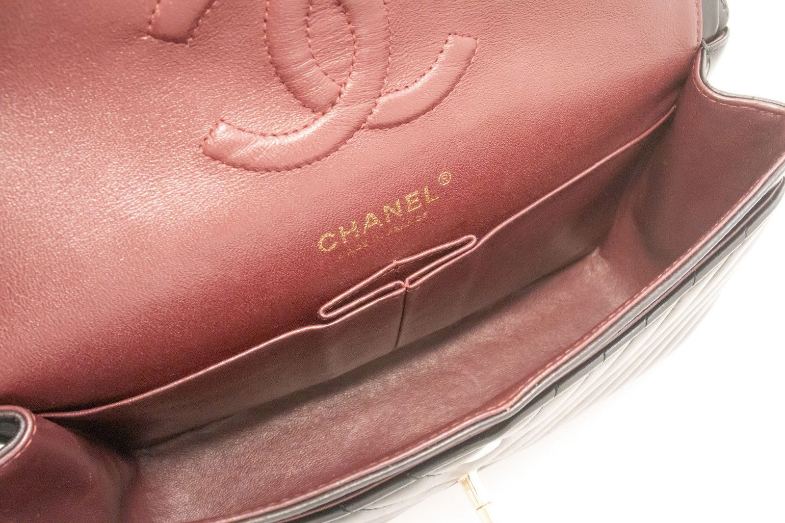 Chanel Timeless - Classic Double Flap Chevron Lambskin Black Leather Shoulder Bag Bag (Pre-Owned)