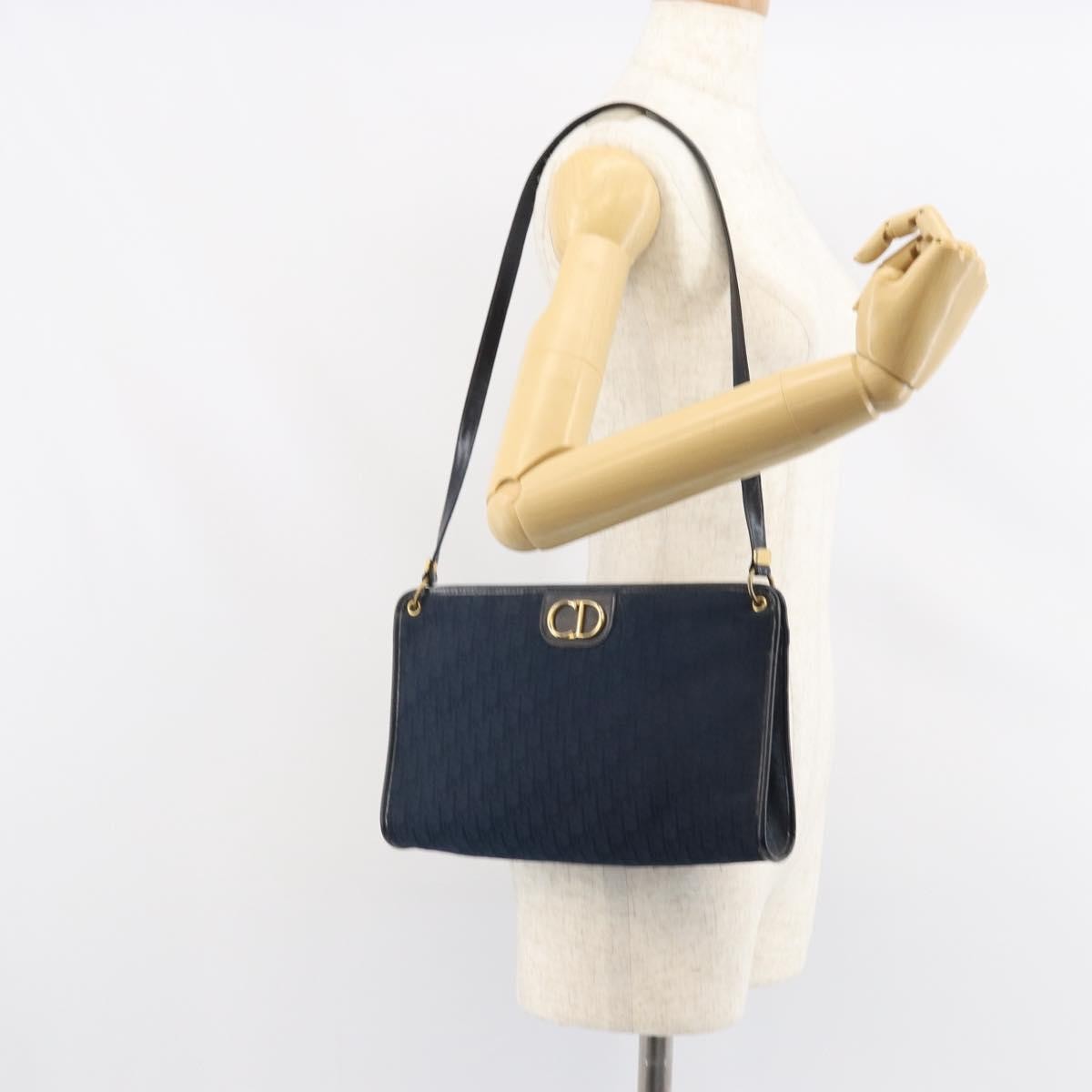 Christian Dior Vintage Cd Trotter Canvas Navy Canvas Shoulder Bag Bag (Pre-Owned)