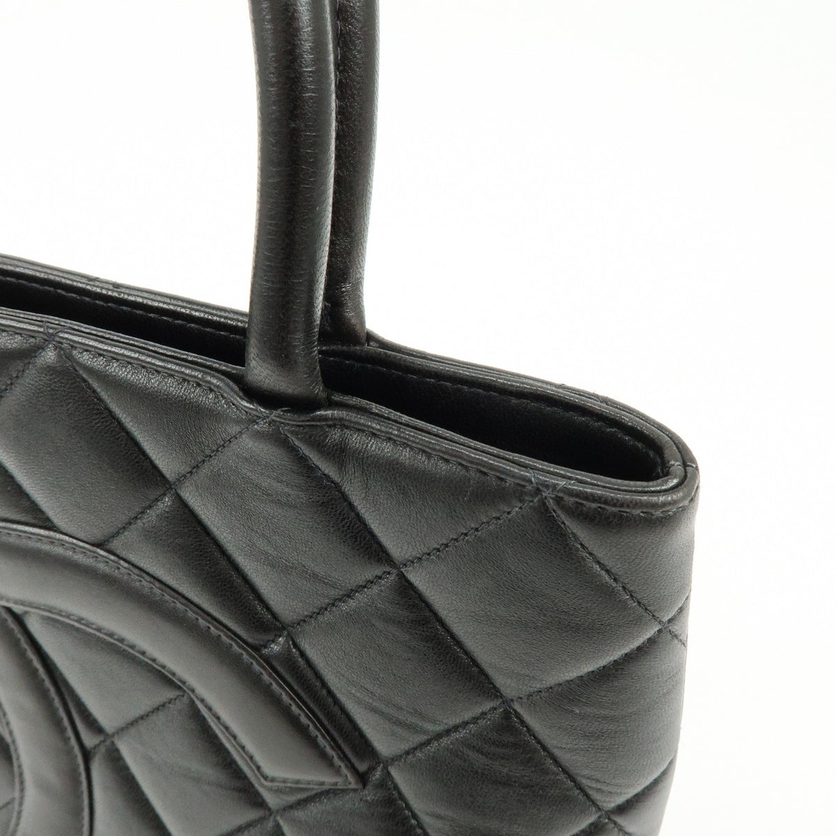 Chanel Medallion Quilted Caviar Black Calfskin Tote Bag Bag (Pre-Owned)
