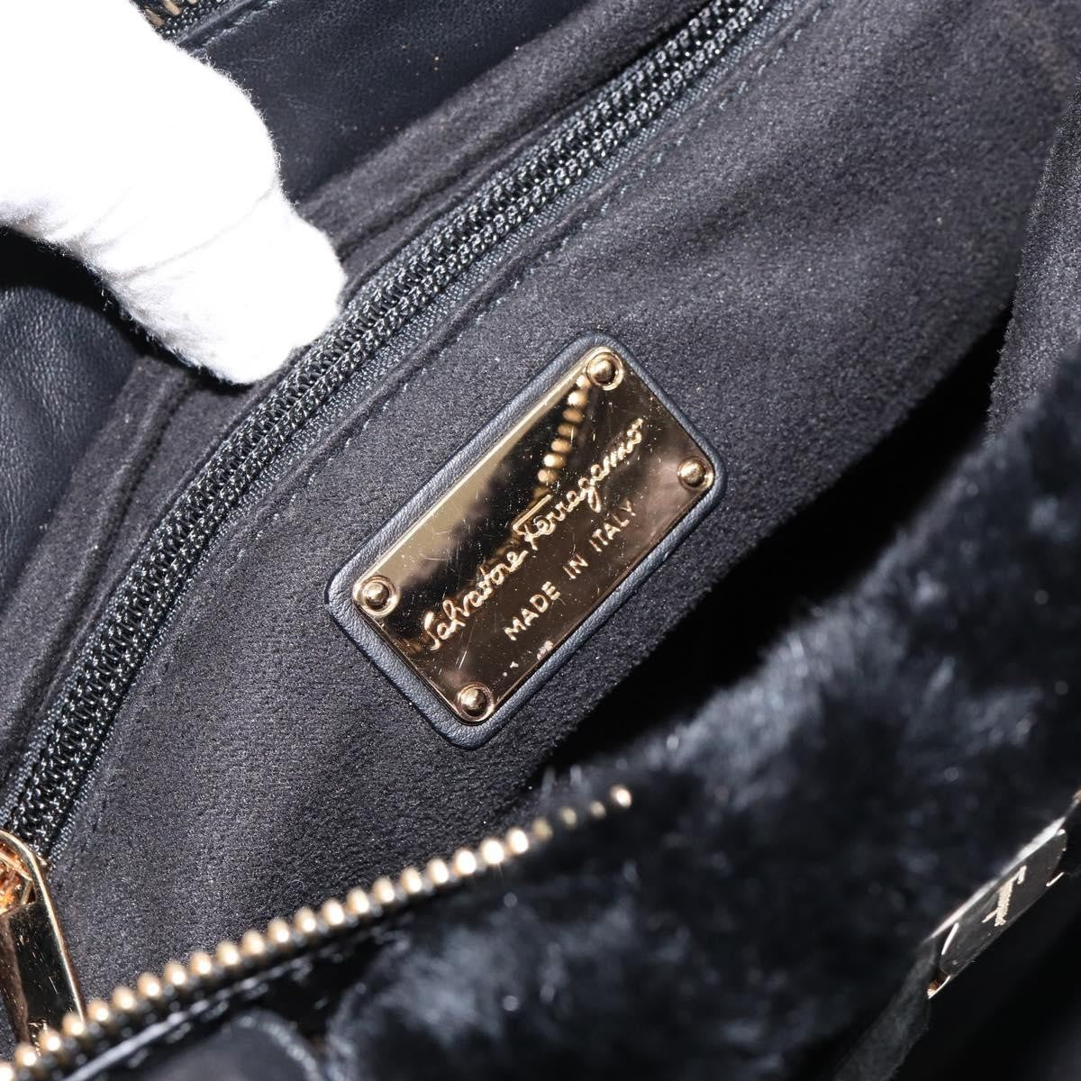 Salvatore Ferragamo Vala Suede Black Suede Handbag (Pre-Owned)